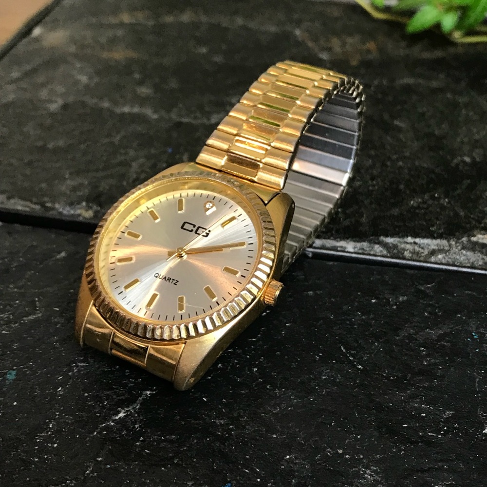 Vintage CG Quartz Watch Silver/Gold tone flex band